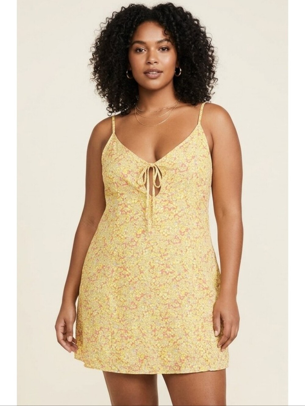 Wild Fable Sleeveless Tie Front Floral dress Yellow Size 1X